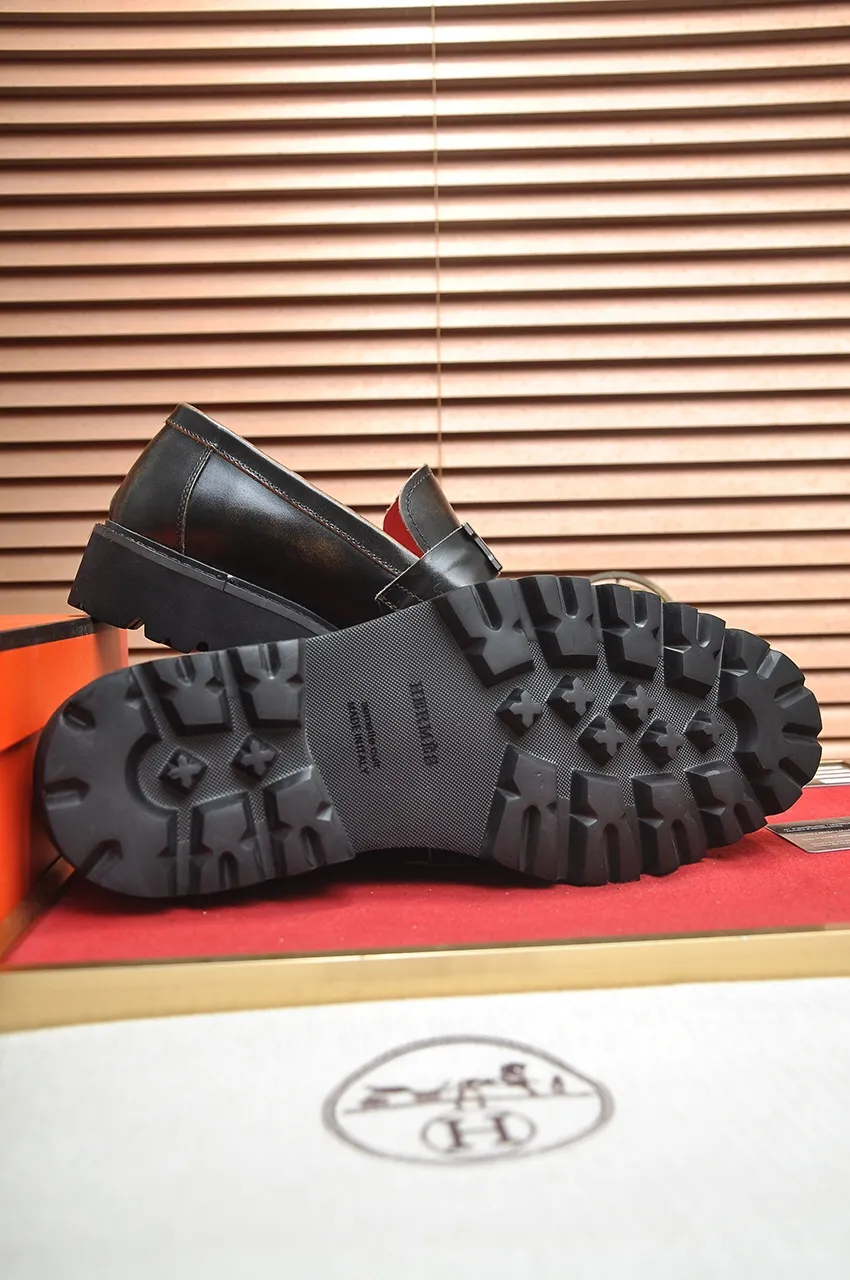 Men's Men's Shoes💰560💶[[HERMES]] (High-end Niuli) New 🍀 HERMES - top version of Ferragamo's classic casual leather shoes! Made of imported original cowhide, the inner top layer is comfortable cowhide lining! Original wear-resistant rubber outsole! High quality products! Code number 38-45 (45 customized)